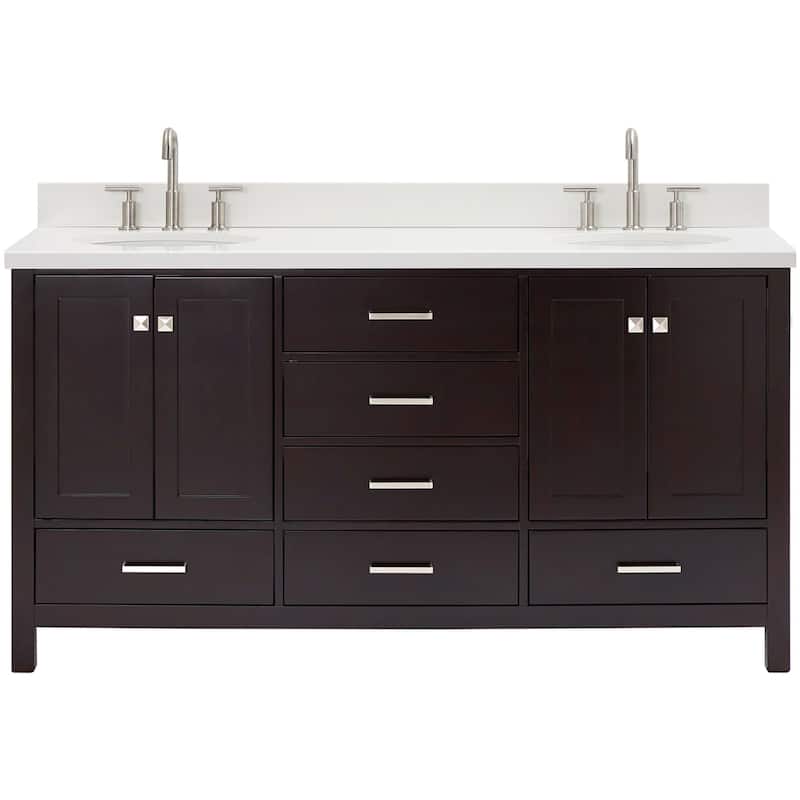 Ariel A067DWQOVO Cambridge 67" Free Standing Double Oval Basin Vanity - Espresso - Espresso Finish