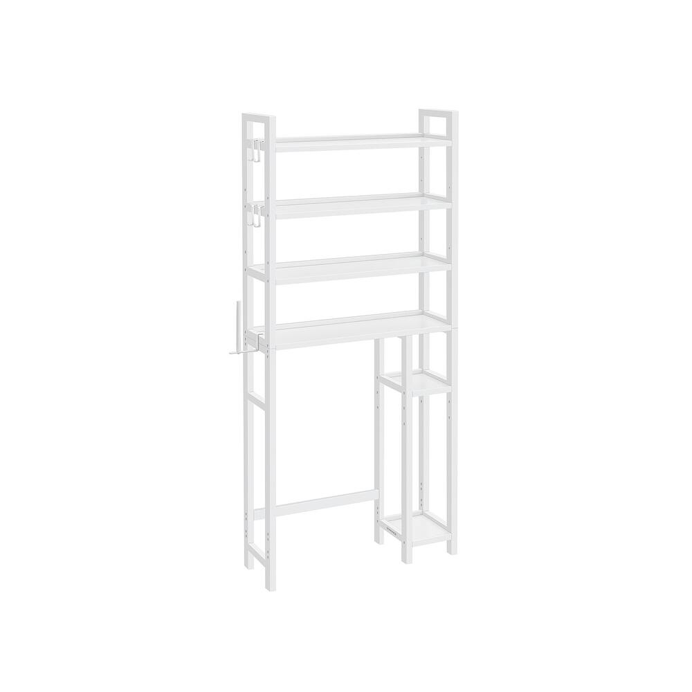 4-Tier Space-Saving Over Toilet Storage Shelf with Adjustable Shelves and Wicker Frame - 32.7''L x 10.2''W x 72.8''H
