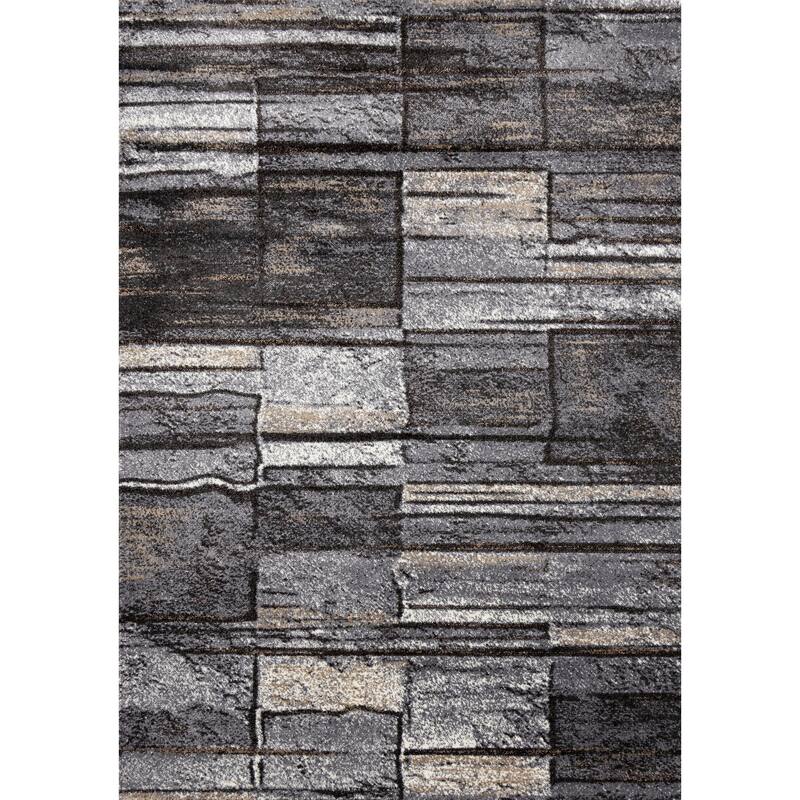 May Collection - Black/Grey Geometric Rug - 5'3" x 7'7"