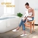 preview thumbnail 6 of 27, Bamboo Shower Bench Spa Stool - Wood 2-Tier Seat, Foot Rest Shaving Stool with Non-Slip Feet + Storage Shelf