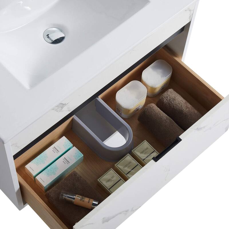 Fine Fixtures - Wall Mount Bathroom Vanity And Sink, Knob Free Design - Alpine Collection -