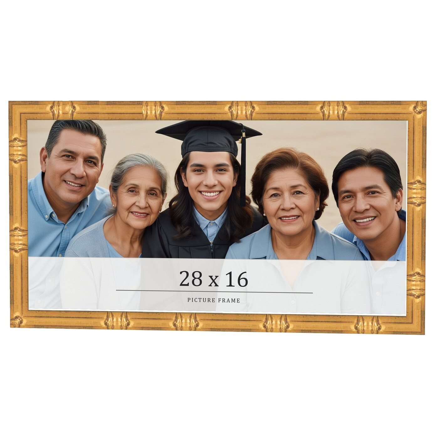 28x16 Frame Gold Bamboo Solid Wood Picture Frame | 1 Inch Moulding