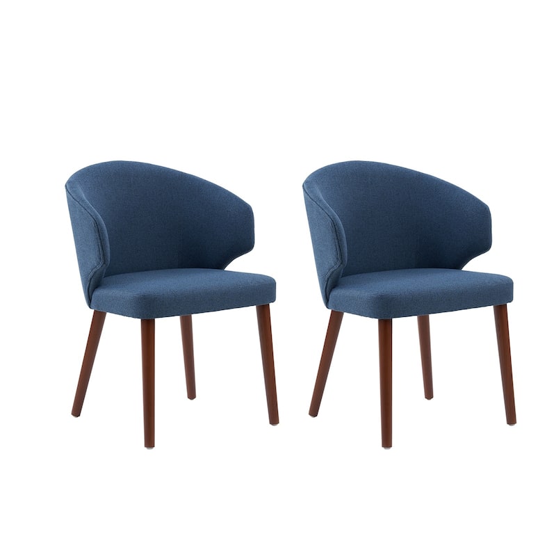 Nina Mid-Century Modern Dining Chair with Wing Back Solid Wood Legs Set of 2 by HULALA HOME