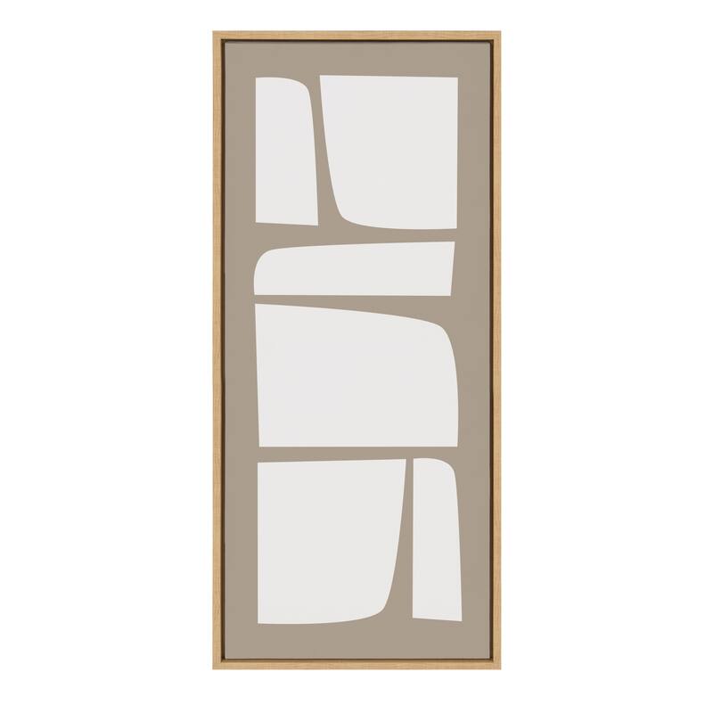 Kate and Laurel Sylvie Neutral Abstract Aztec Shapes Panel Framed Canvas by The Creative Bunch Studio