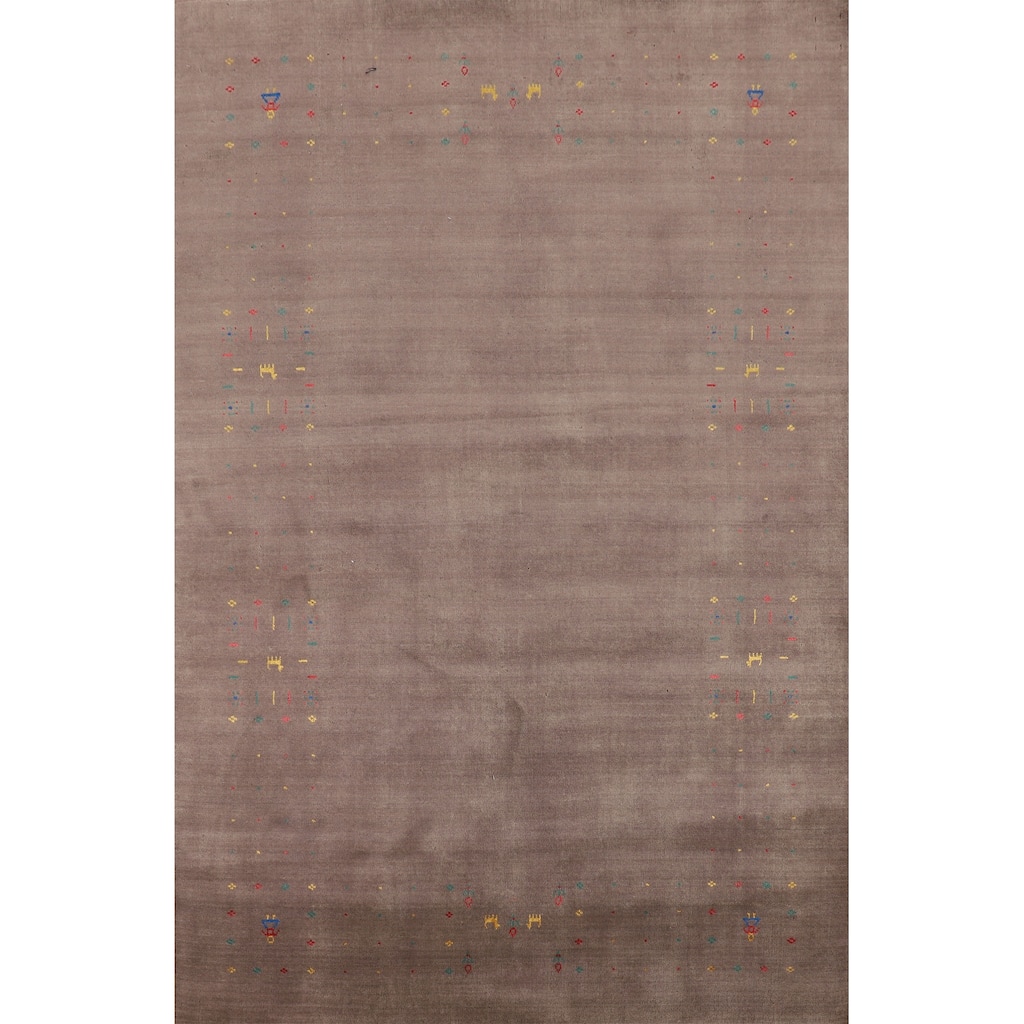 Light Brown Tribal Gabbeh Indian Area Rug Handmade Wool Carpet - 5'3"x 7'9"