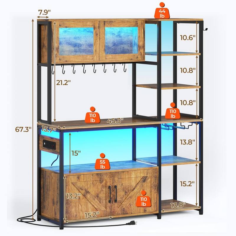 Bakers Rack for Kitchen with Storage Coffee Bar Cabinet