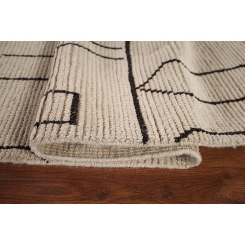 Abstract Moroccan Large Area Rug Handmade Oriental Wool Carpet - 9'11"x 14'5"