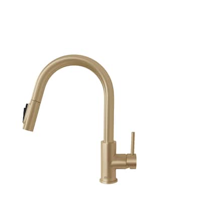 Modena Single Handle Brushed Gold Pull Down Kitchen Faucet with Reversible Osmosis
