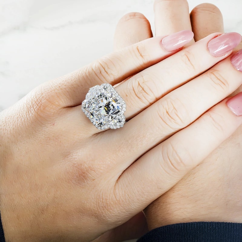 House Of Leon Platinum 20.03ct Square Radiant Triple Diamond Engagement Ring 23.13ctw GIA