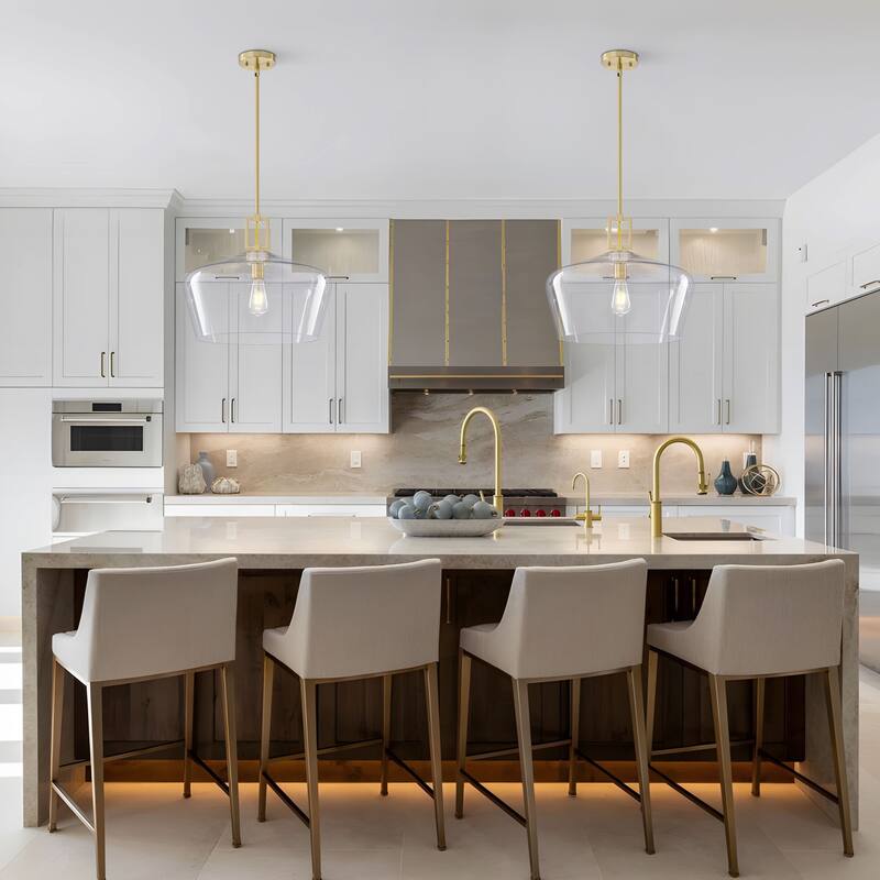 Starskys 1-Light 18in.W Modern Clear Glass Dome Pendant Light