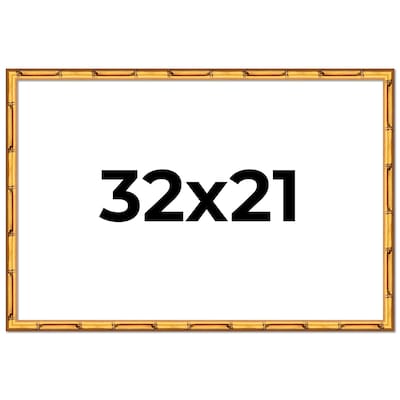 32x21 Frame Gold Bamboo Solid Wood Picture Frame | 1 Inch Moulding