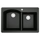 preview thumbnail 28 of 53, Top Mount 33-inch Large/Small Bowl Quartz Kitchen Sink - 33" x 22" x 9" Black