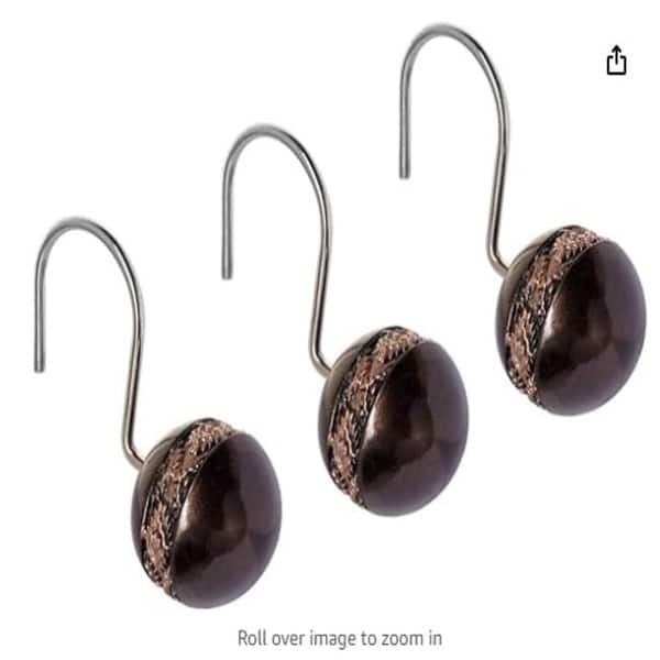 slide 2 of 7, Creative Scents Dublin Brown Shower Curtain Hooks - Set of 12