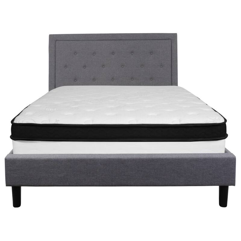 Panel Tufted Platform Bed and Memory Foam Pocket Spring Mattress