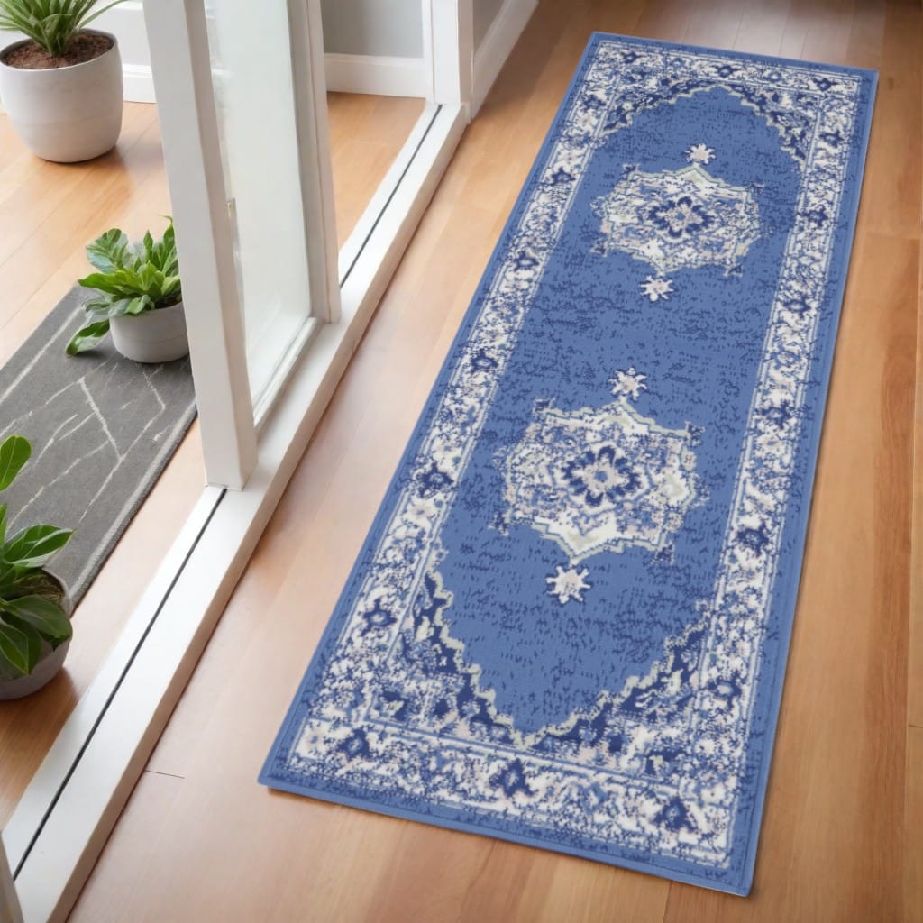 Forip Power Loomed Abstract Floral Stain Resistant Area Rug By HomeRoots - 72' X '24' X '0.39