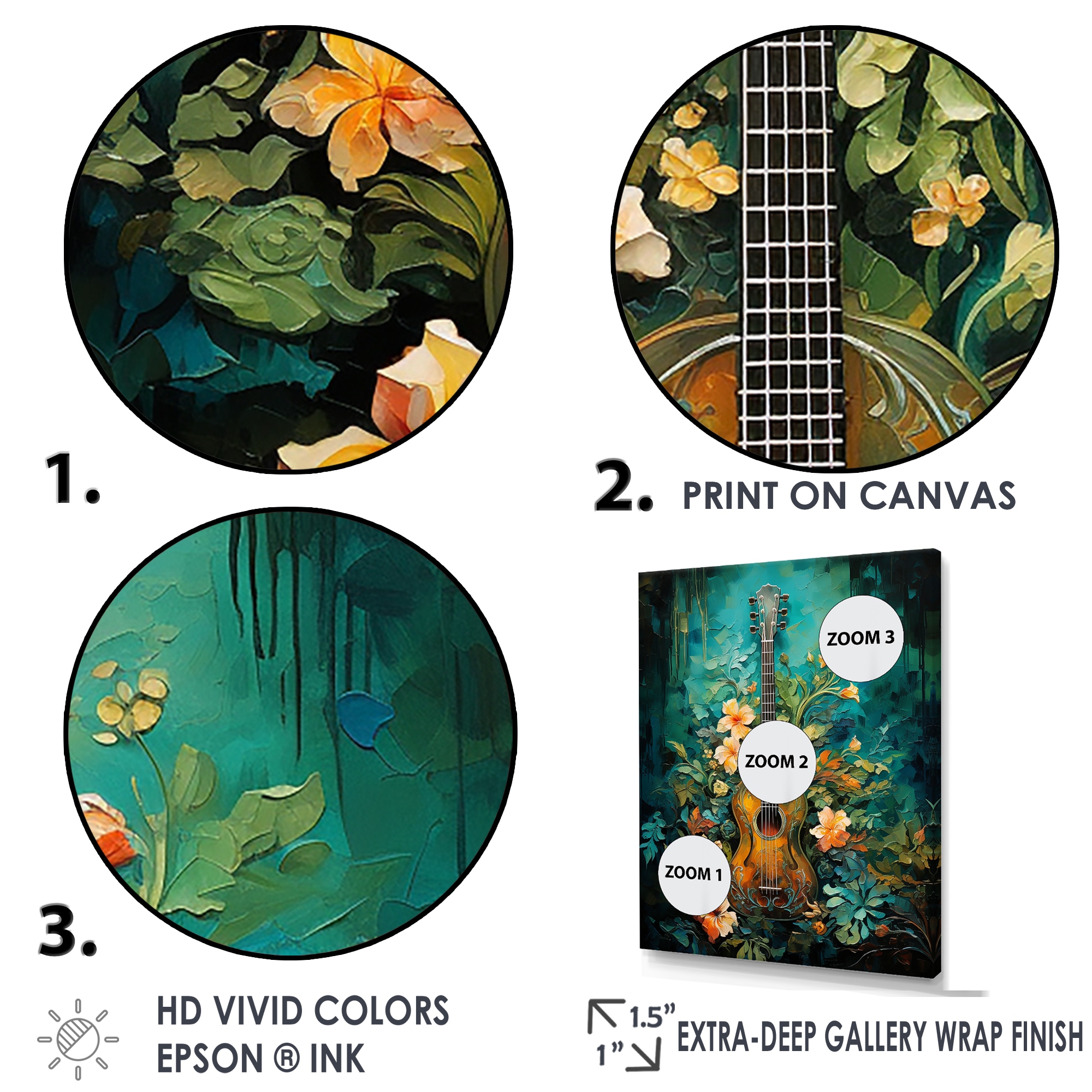 Guitar and Flowers Art - Watercolor - Etsy