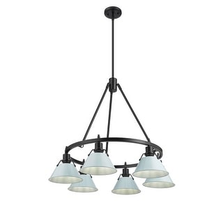 Orwell 6-Light Chandelier in Matte Black with Dusky Blue