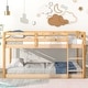 preview thumbnail 17 of 18, Twin over Twin Floor Bunk Bed with Ladder & Guardrails, Wood Bedframe