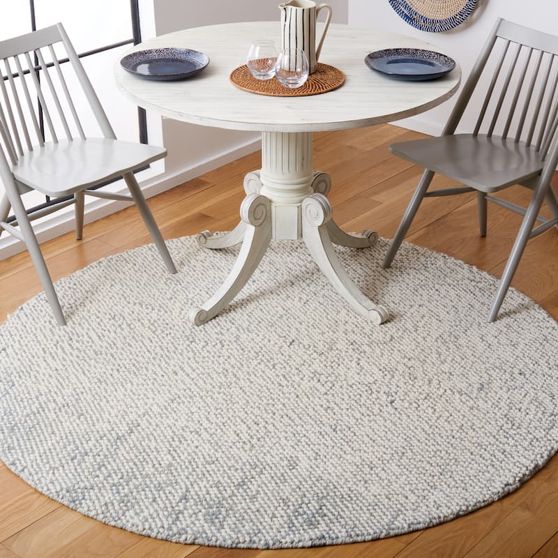 SAFAVIEH Handmade Natura Onica Wool Rug - 6' Round - Grey/Ivory - Round