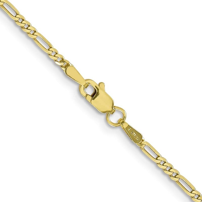 Curata 10k Yellow Gold Solid Lobster Claw Closure 1.75mm Polished Figaro Chain Bracelet - 8 Inch - Lobster Claw