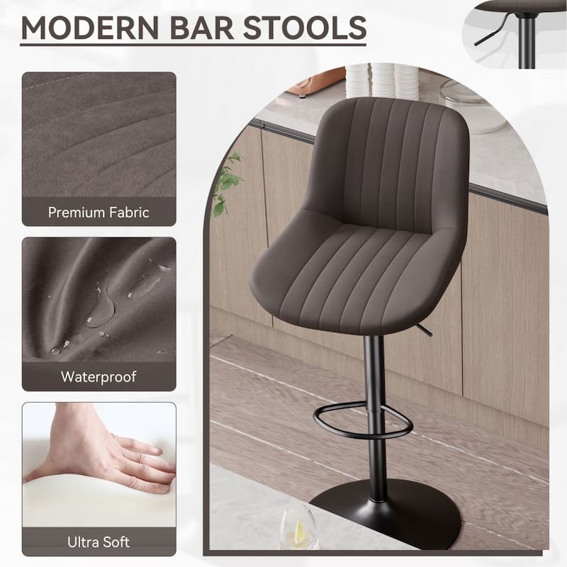 Set of 2 Adjustable Counter Height Swivel Bar Chairs