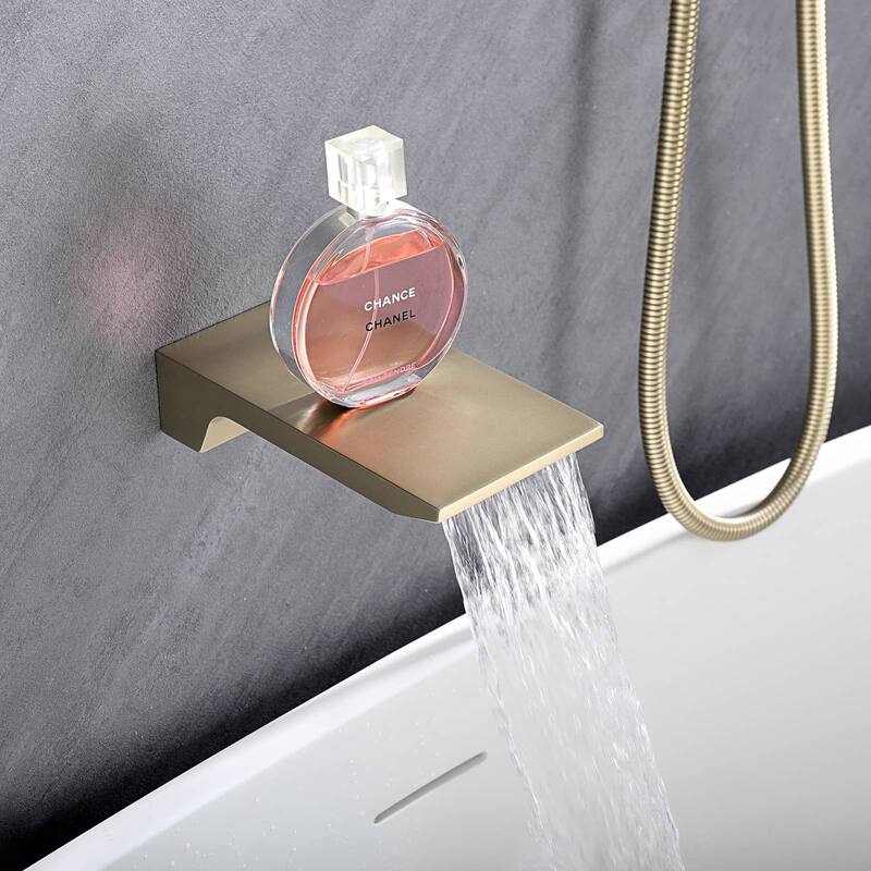 12 Inch Shower System With Waterfall Tub Spout And Handheld Sprayer Rain Wall Mount Tub Shower Faucet Set With Rough-in Valve