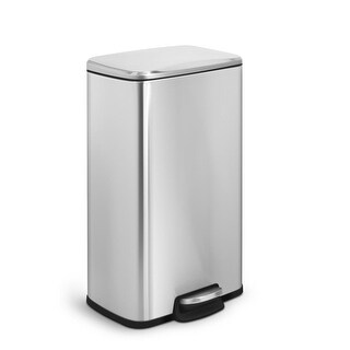 Shop Innovaze Fingerprint Free Brushed Stainless Steel Rectangular Kitchen Trash Can Overstock 32043133