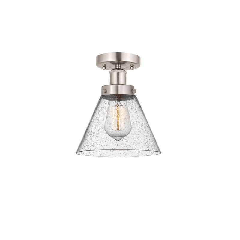Innovations Lighting Edison Large Cone - 1 Light 7" Semi-Flush Mount - Mercury/Brushed Satin Nickel