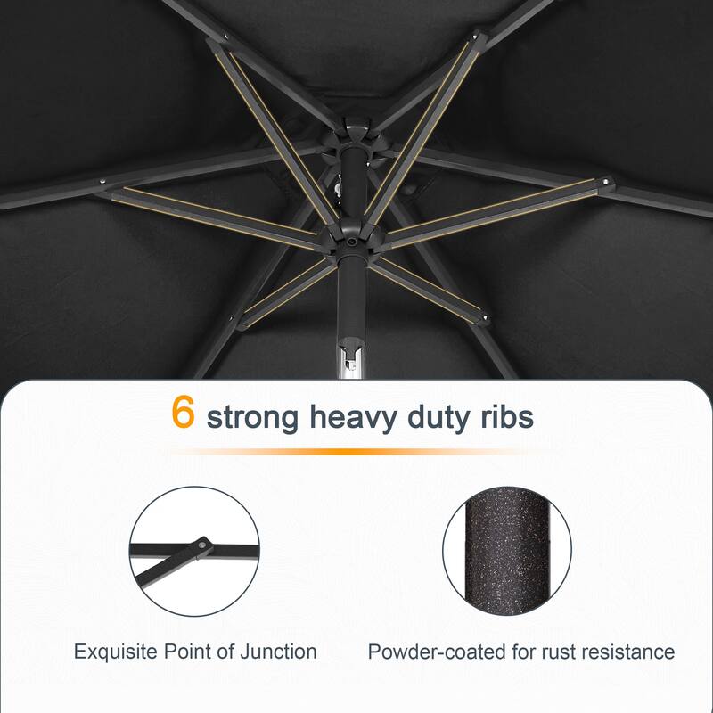 LIVOOSUN 6x9Ft LED Patio Umbrella Weather Resistant Table Umbrella