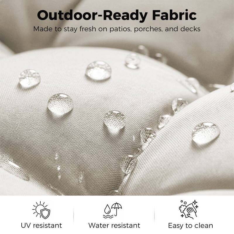 Outdoor Papasan Lounge Chair with Ottoman and Cushion for Patio Balcony Porch Deck