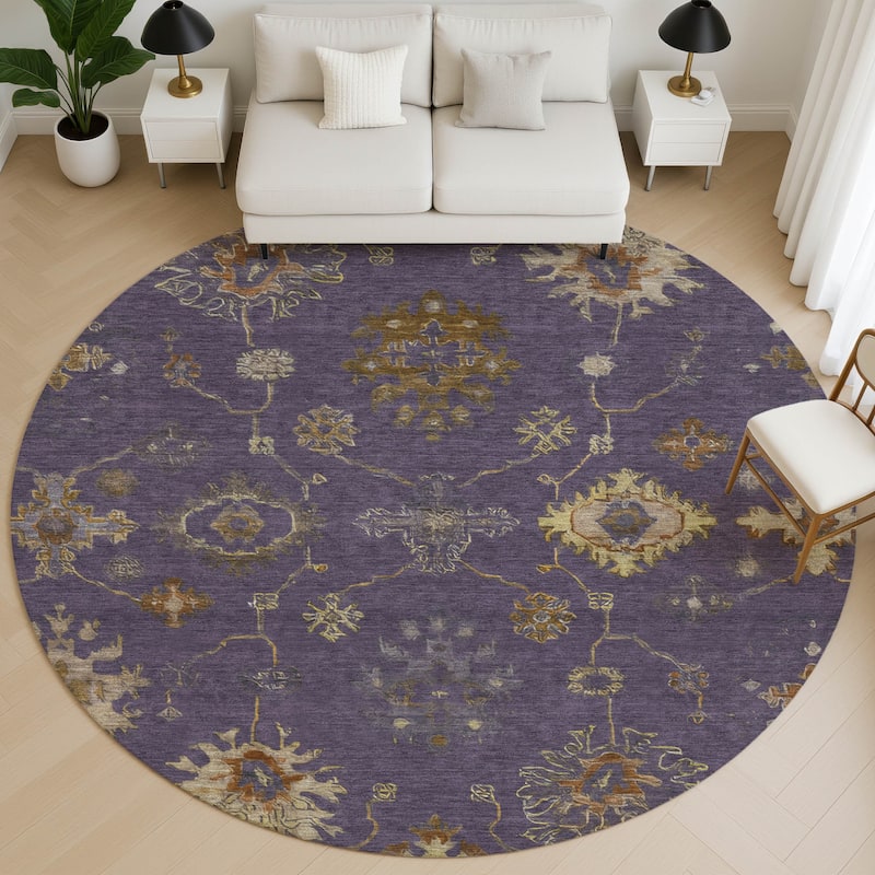 Premium Washable Super Soft Classic Traditional Mayfield Rug - Eggplant - 8' x 8'
