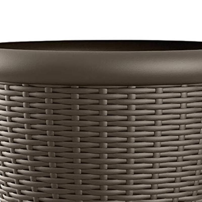 Suncast Willow 18" Diameter Decorative Wicker Patio Planter Pot, Java (2 Pack) - 3.15