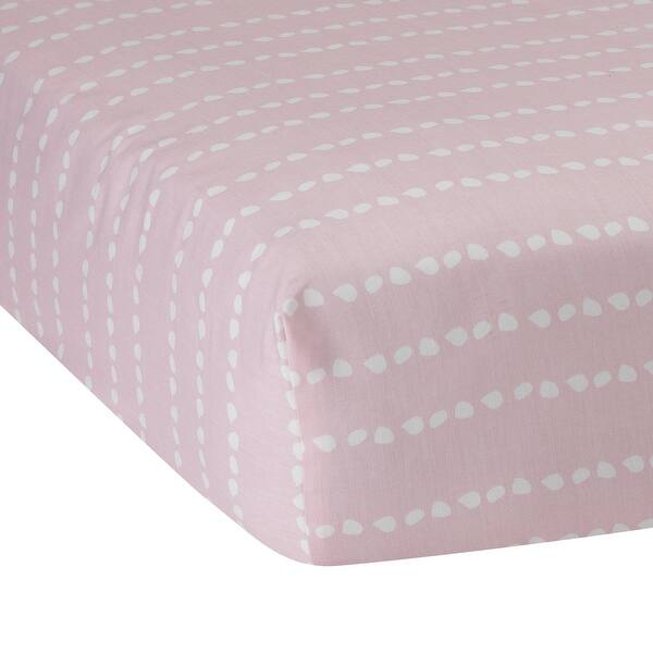 slide 1 of 1, Lambs & Ivy Layla Collection Pink Running Dots 100% Cotton Baby Fitted Crib Sheet