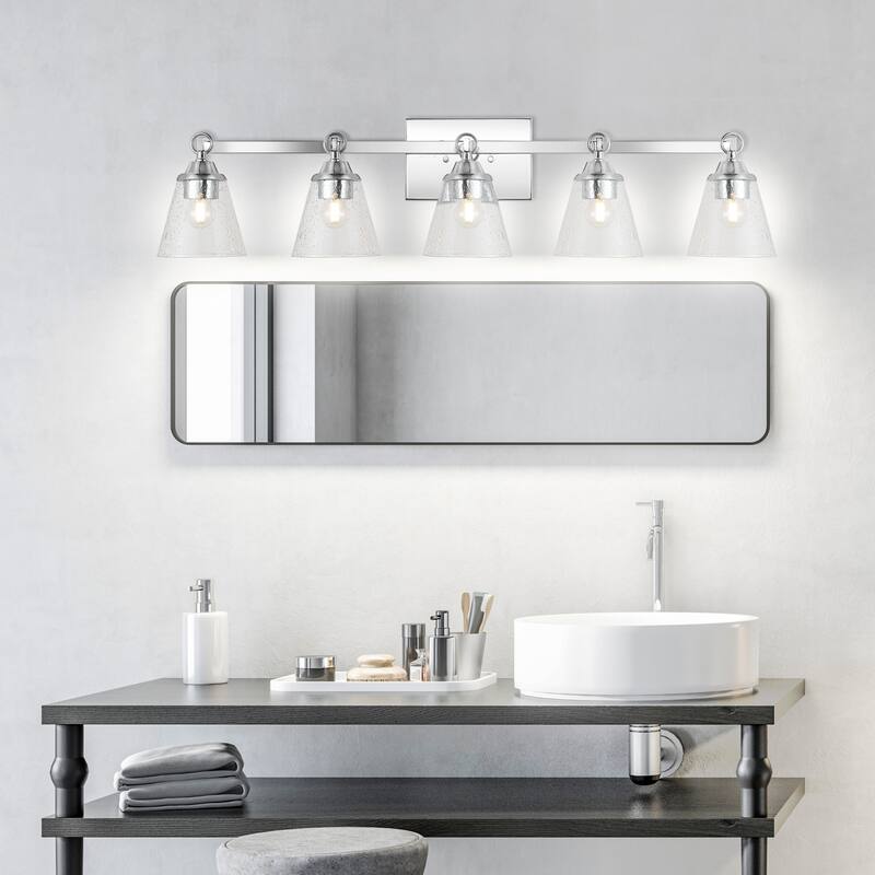 August Hurricane Metal/Glass Vanity, Chrome by JONATHAN Y