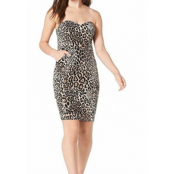 strapless leopard print dress