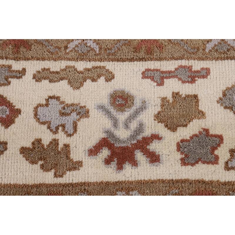 Gray Oushak Indian Area Rug Handmade Geometric Wool Carpet - 8'4"x 9'10"