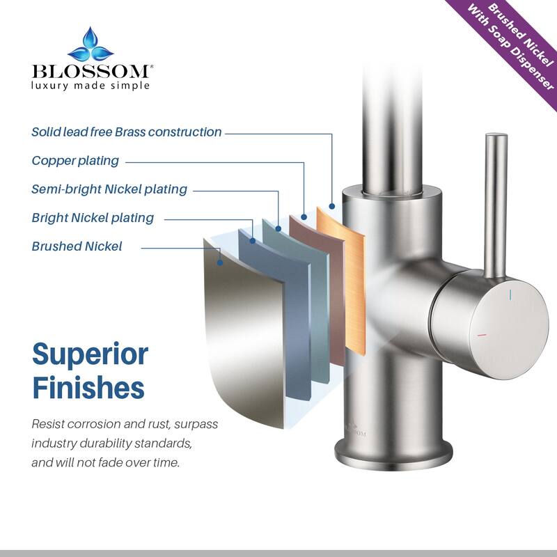 Blossom Solid Pull-Down Kitchen Faucet w/ 360 Swivel, Single Handle