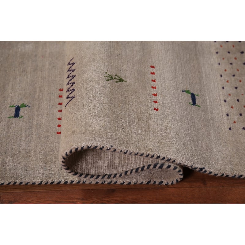 Tribal Gabbeh Oriental Area Rug Hand-Knotted Wool Carpet - 5'9" x 7'9"