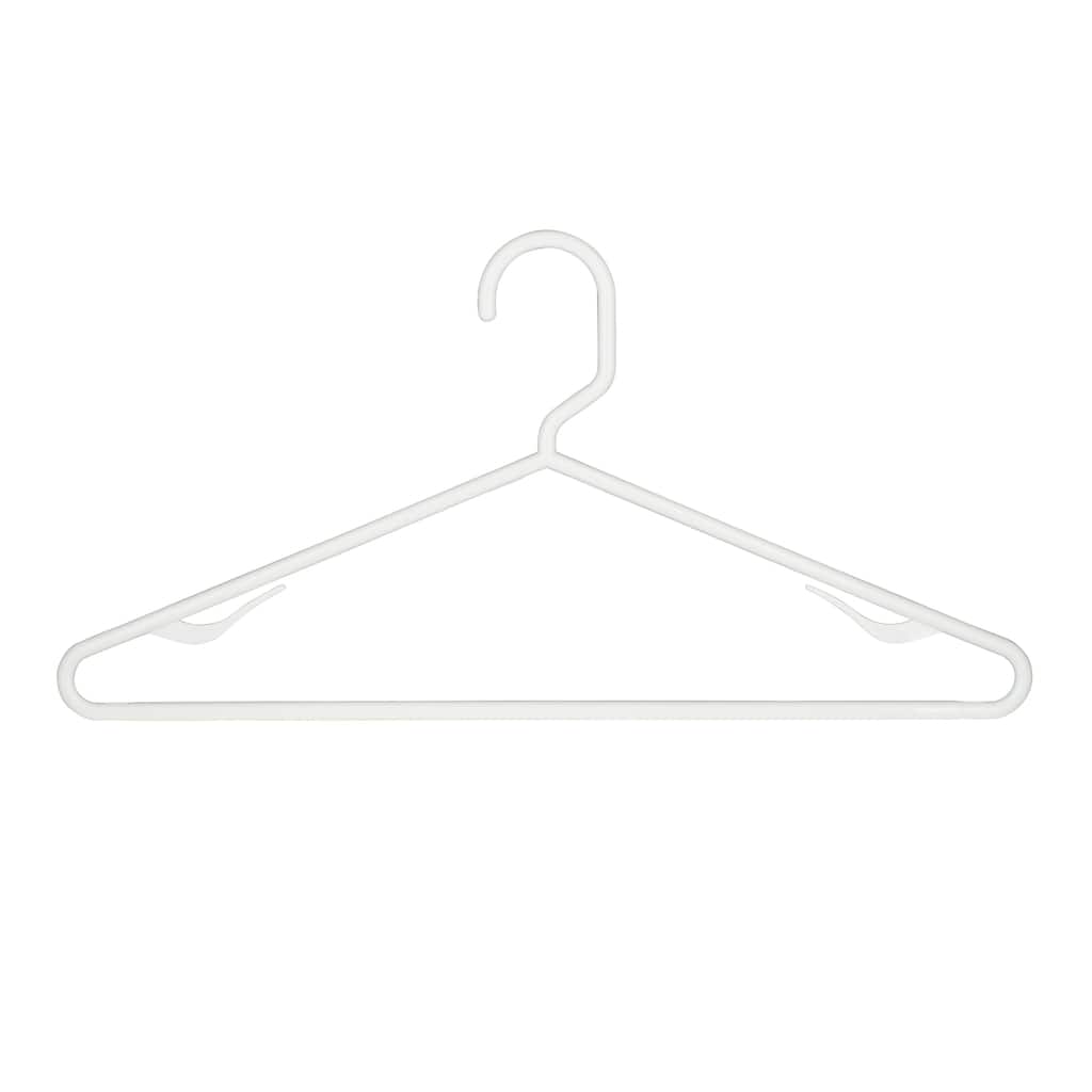 Laundry 360 6 Pack Plastic Hangers in White - 16.5" W x 8.1" H