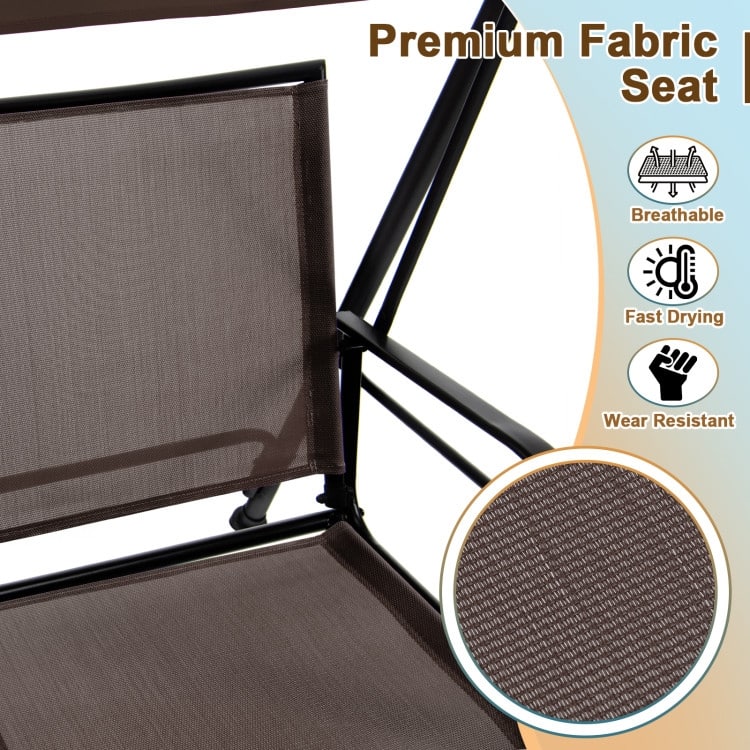 2-Seat Outdoor Canopy Swing with Comfortable Fabric Seat and Heavy-duty Metal Frame - 58" x 45" x 70"