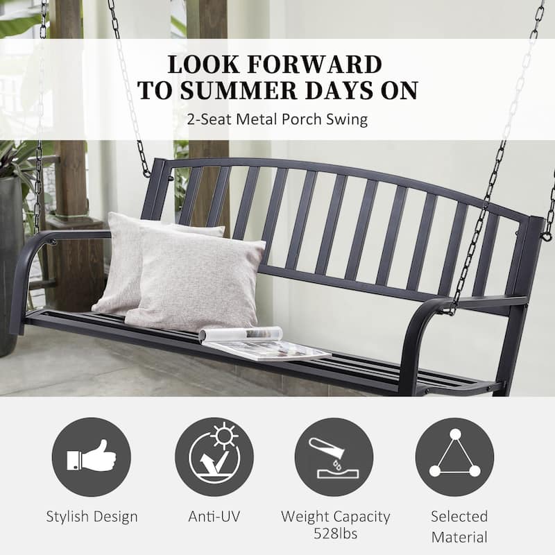 Outsunny 2 Person Front Porch Swing Patio Swing Bench