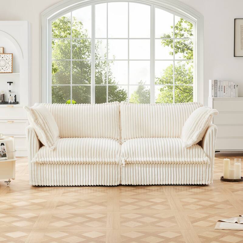 Modern 2 Seater Upholstered Sofa with 2 Pillows
