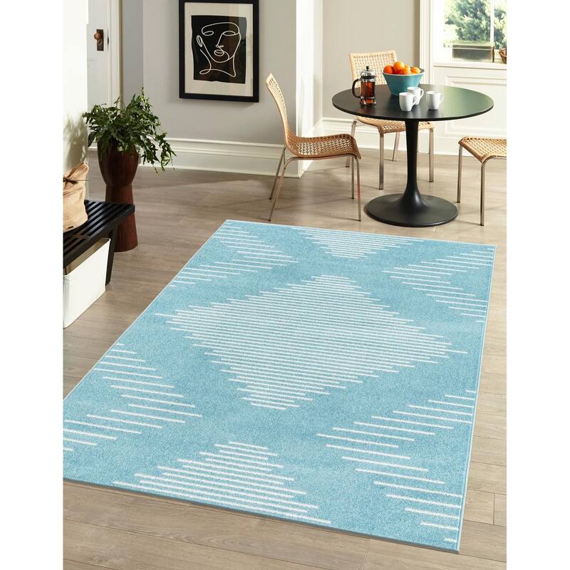 Contemporary Boathouse Collection Area Rug - 9'x12' - Light Blue
