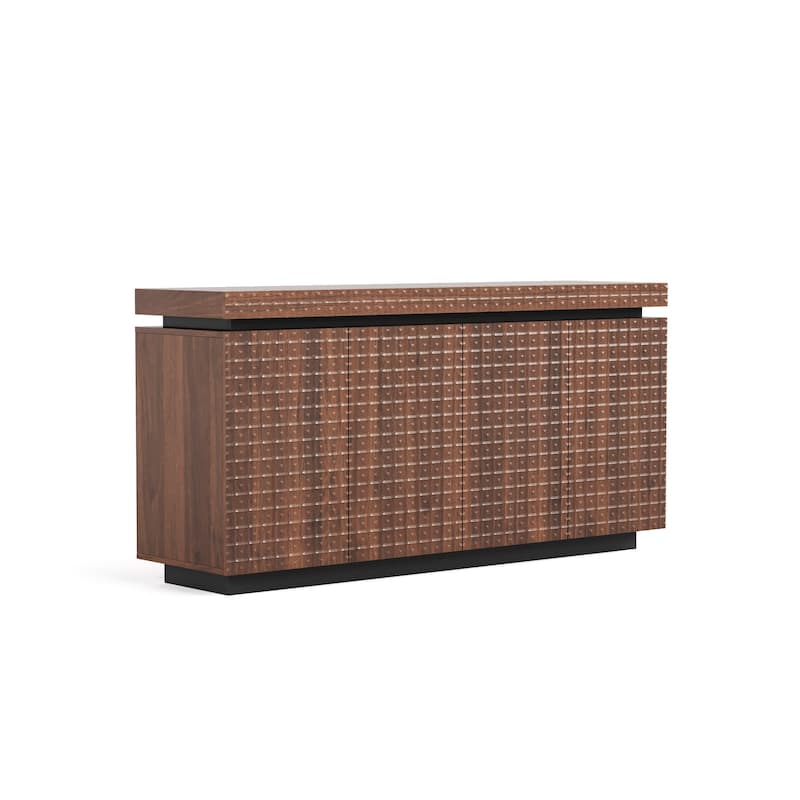 Sideboard Buffet Cabinet 58.3" Modern Accent Storage Sideboard, Rustic 4-Door Freestanding Cabinet with Anti-Dumping Design