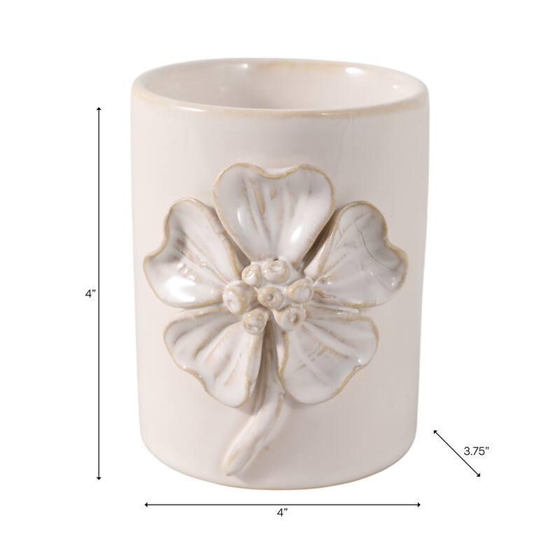 Ceramic Cute Pencil Cup Decorative Flower Office Desk Accessory