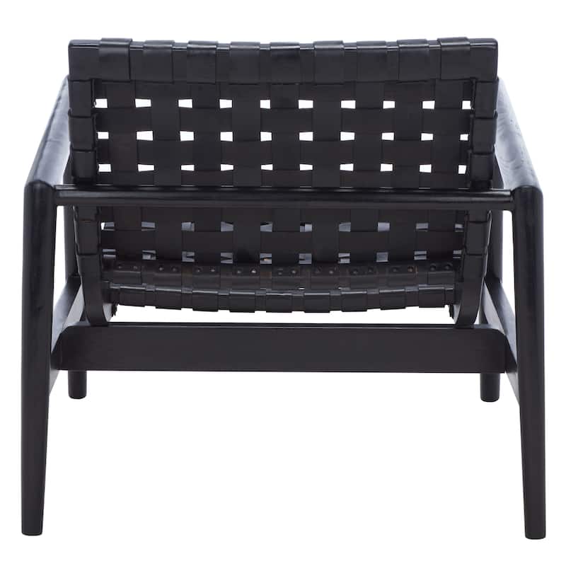SAFAVIEH Vena Leather Woven Accent Chair - 30" W x 28" D x 28" H - 30Wx28Dx28H