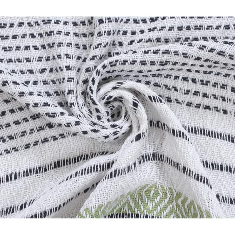 Hand Woven Cotton Rustic Throw Blankets - All Season Comfort with Tassels (Set of 2, 50x60 inches)