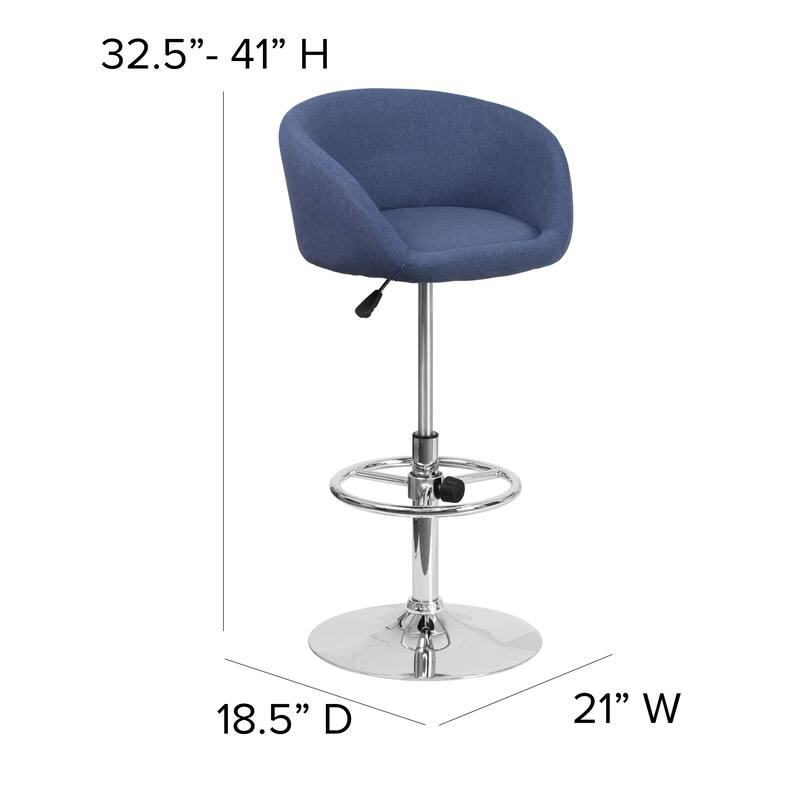 Contemporary Adjustable Height Barstool - 21"W x 18.5"D x 32.5" - 41"H