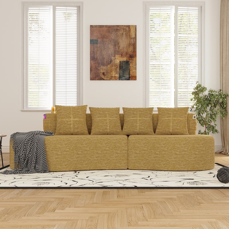 Modern Curved Sectional 3 Seat Minimalist Elegant Half Moon Sofa Compressed Modular Sectional Sofa for Living Room, Office