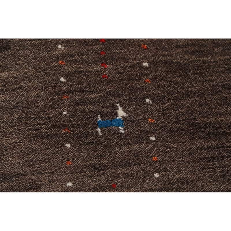 Brown Gabbeh Area Rug Hand-Knotted Oriental Tribal Wool Carpet - 5'2" x 7'6"